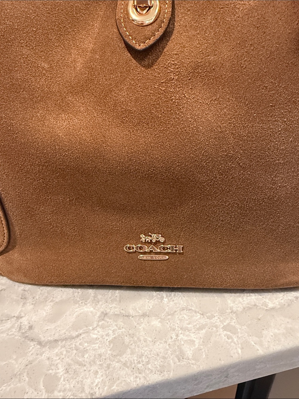 Coach Hadley Turnlock Tote Bag in suede - Picture 3 of 11